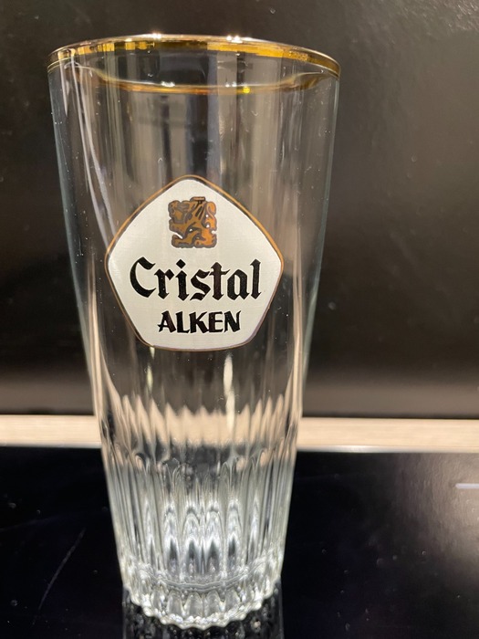 Cristal ribbel bierglas 25cl met gouden rand wit logo leeuw zonder ...